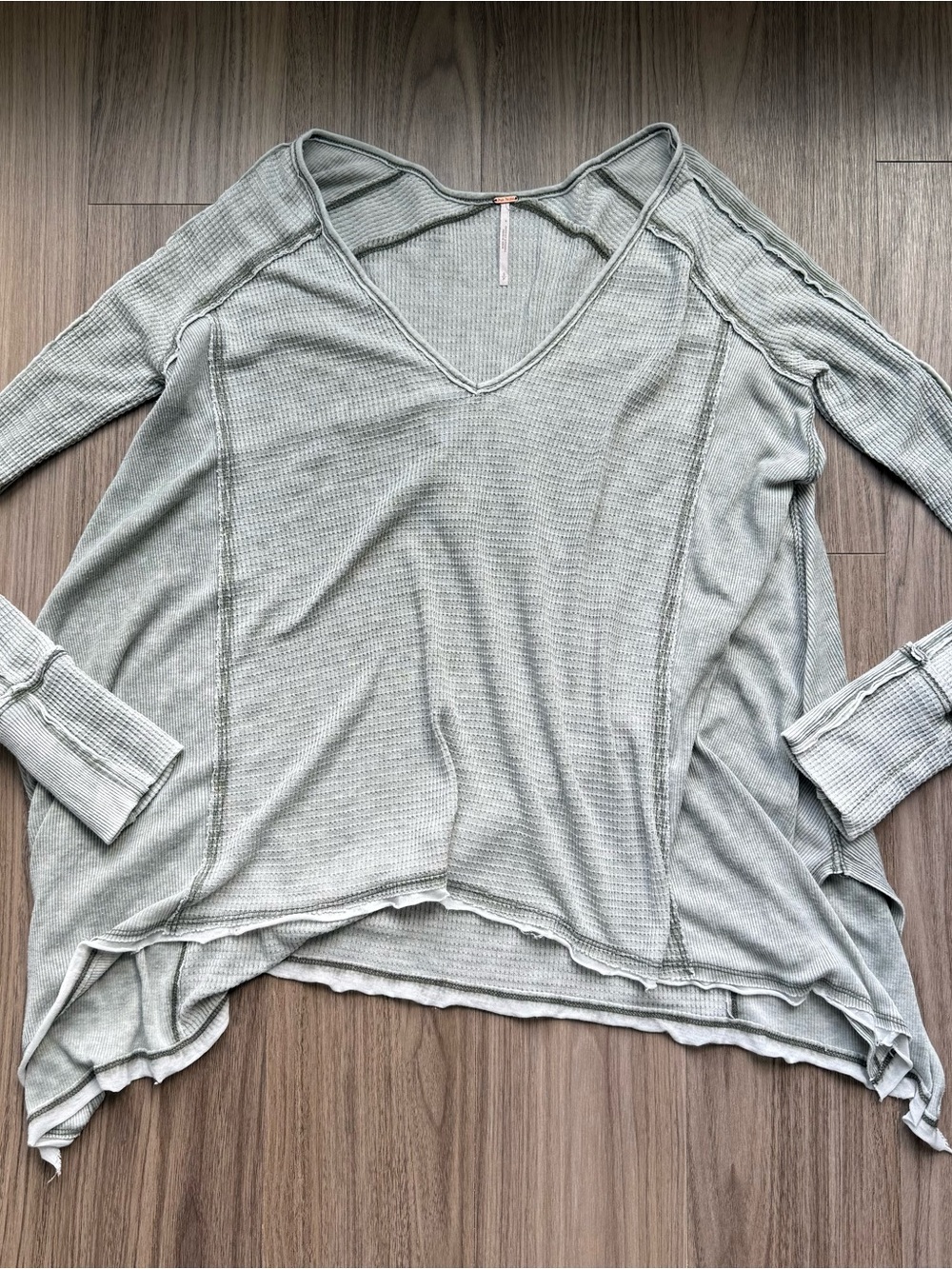 Free People Vneck Waffle Sweater